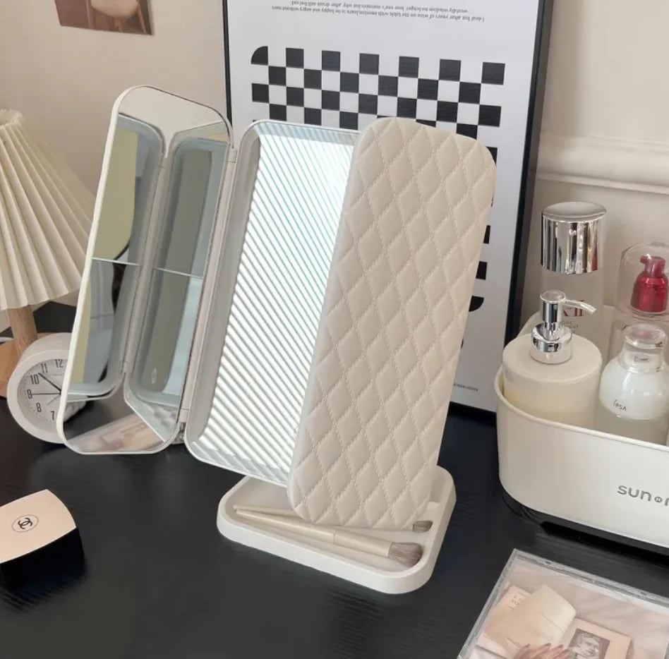 Tri-Fold Illuminating Makeup Mirror