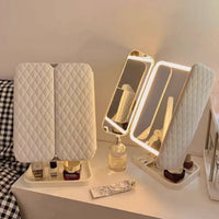 Tri-Fold Illuminating Makeup Mirror