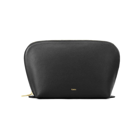 Kattee Elite Leather Cosmetic Travel Set - Large Black